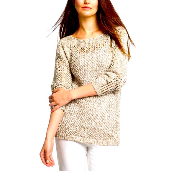 ⭐️🌟NWOT Lafayette 148 Melange Net Stitch Sweater XL - Picture 1 of 10